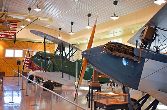 planes lined up in the aviation museum of Miami county